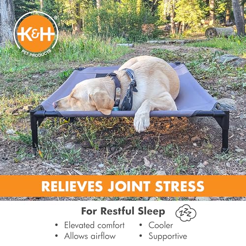 K&H Outdoor Elevated Dog Bed for Medium & Large Pets (Gray/Black Mesh / Large 42"L x 30"W)