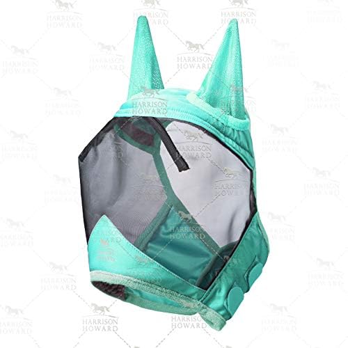 CareMaster Pro Luminous Horse Fly Mask Large Eye Space Standard with Ears UV Protection for Horse Summer Mint Full Size (Summer Mint / Large (Horse))
