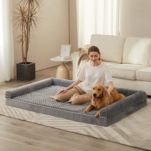 Orthopedic Washable Human Dog Bed for Adult & Dog Cozy Sleep (71"l x 46"w x 7"th / Grey)