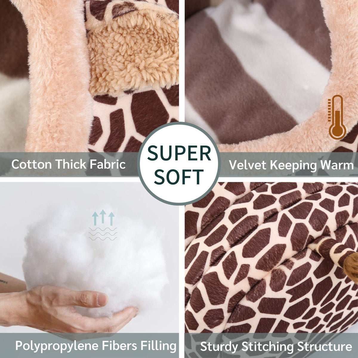 Bunny Bed Guinea Pig Hideout Huts Accessories Habitat Tunnel for House (XL / 1-Giraffe)