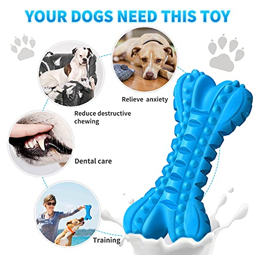 Dog Toys for Aggressive Chewers (Large / Bone-Blue)