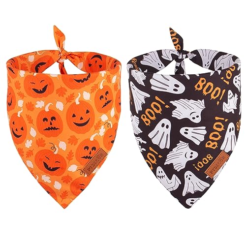 Halloween Dog Bandana (Large / Black & Orange)