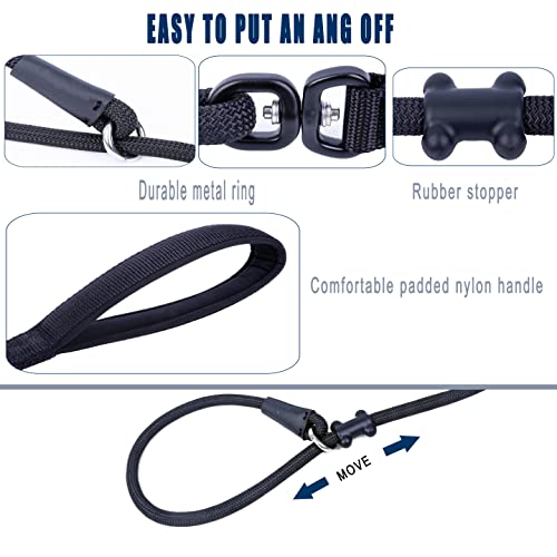 Slip Lead Dog Leash (1/2"×4ft / Black)
