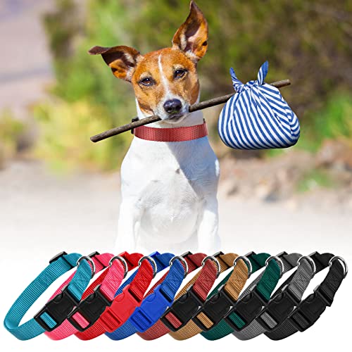 9 Pcs Adjustable Dog Collars Set for Litter (Retro Colors / Small)