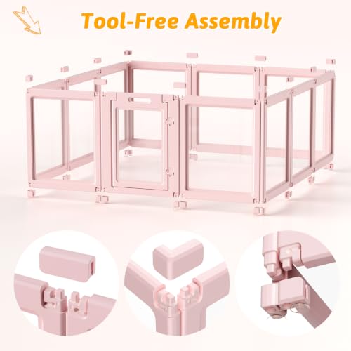 Acrylic Dog Playpen Indoor (Skin Pink / 23.6"H)