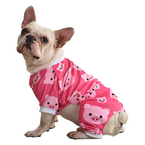 Dog Halloween Pajamas Puppy Onesies Small Dogs Soft Pjs Coat Cat Apparel Comfy Pet Christmas Clothes Outfit Doggie Bodysuit (XX-Large / A04-Pink pig)