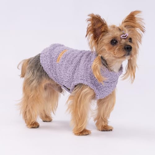 2 Pack Striped Fleece Dog Sweater (X-Small / Pink-Lavender)
