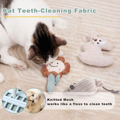 7-in-1 Kitten Toys for Indoor Cats with Washable Adhesive Suction Cup, Hanging Interactive Cat Toys, Silvervine Stick and Sisal Chew Rope Catnip Teething Toy for Bored Kitten (Neutral)