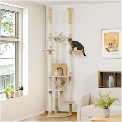 Floor to Ceiling Cat Tree (93''-102'' / Large Beige)