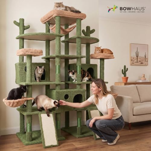 80 Inch Extra Large Cactus Cat Tree w (Green)