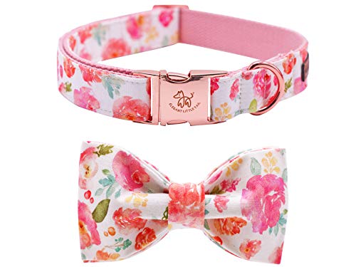 Dog Collar with Bow (Peach Floral / Large (Pack of 1))