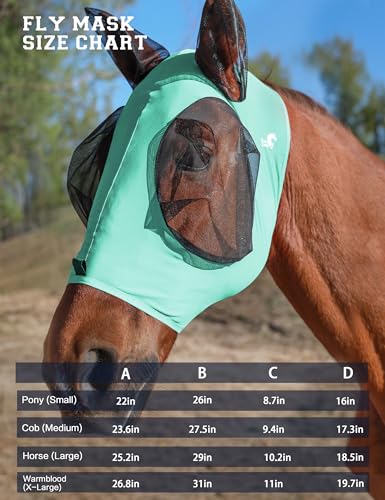 Horse Fly Mask with Ears (Ice Blue / Medium)