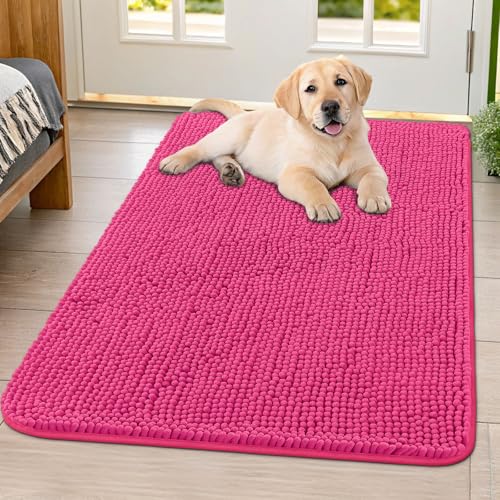 Dog Door Mat for Muddy Paws 40x32 (Hot Pink / 40"X32")