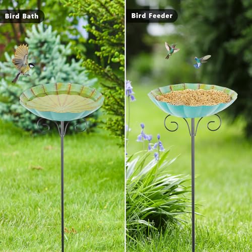 Metal Bird Baths for Outdoors (Yellow Green)