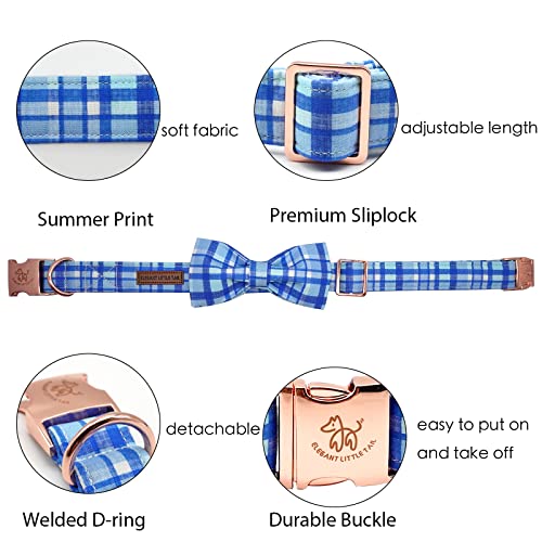 Dog Collar with Bow (Blue Plaid / X-Small (Pack of 1))