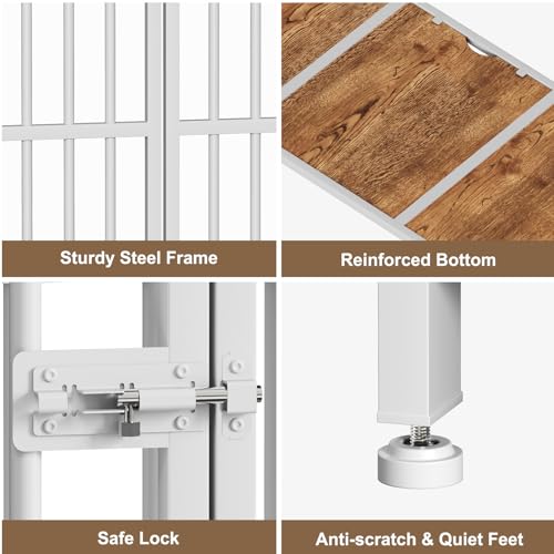 27" Foldable Dog Crate Furniture (White & Beech / 27.6"L x 20.5"W x 23.6"H)