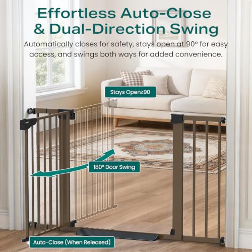 30 46" Baby Gate for Stairs (Brown / 30"-46" W x 30.5" H)