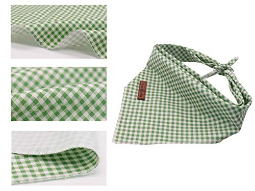 Dog Bandana for Small Medium Large Dogs (Green&White Grid / Small (Pack of 1))