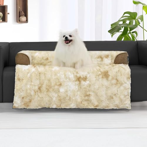 Calming Dog Couch Bed for Medium Dogs (Tie-Dry Khaki / 35"L x 31"W x 4.5"Th)