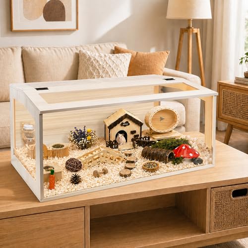 Hamster Cage with Chewproof Wood Top (Oak / 47"L x 18"W x 18"H)