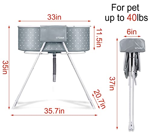 Portable Foldable Dog Bathtub for Small & Medium Dogs (Gray)