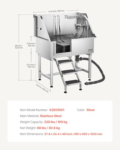 38 Inch Stainless Steel Dog Washing Station (38 inch)