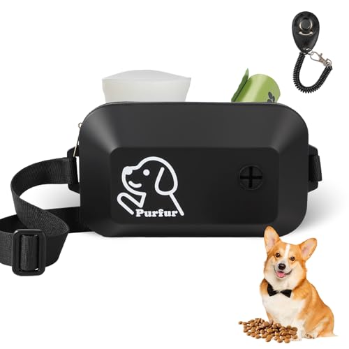 Dog Treat Pouch with Clicker & Poop Bag Holder (Black)