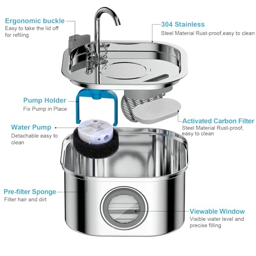 Cat Water Fountain Stainless Steel