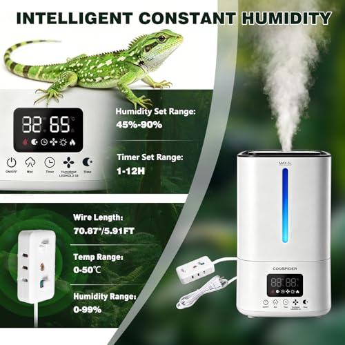 Reptile Fogger Humidifier (White / 5L/1.32Gallon)