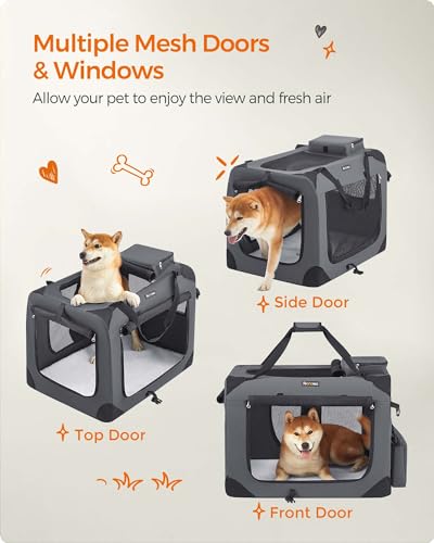 Collapsible Soft Dog Crate (L（28.0"L x 20.5"W x 20.5"H） / Gray)