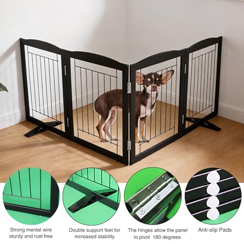Freestanding Dog Fence Indoor (Black / 【4 Panels】80''w x 32''h)