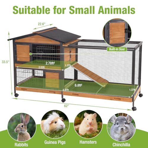 Rabbit Hutch 2 (Orange / 62.0"L x 22.6"W x 33.5"H)