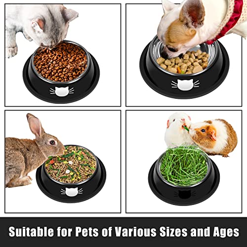 3Pcs Cat Bowls Non (Silver, Purple,Black / 13 oz)