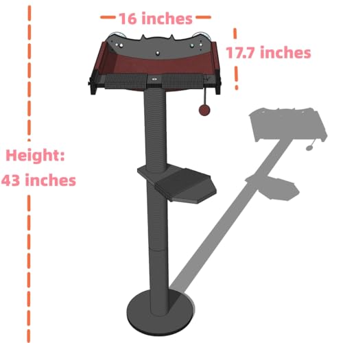 Cat Window Perch with Scratching Post Strong Supported (Black / Large 2)