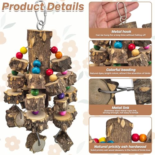 Large Bird Parrot Toys (B: Wire Link, Pepper Wood)