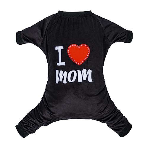 Dog Halloween Pajamas Puppy Onesies Small Dogs Soft Pjs Coat Cat Apparel Comfy Pet Christmas Clothes Outfit Doggie Bodysuit (Large / I love MOM)