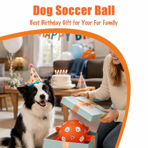 Dog Soccer Ball with Straps (Orange / Medium-6 Inch)