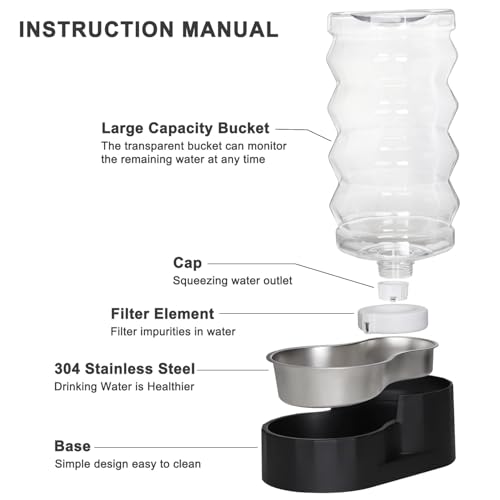 9L Filtered Dog Water Dispenser (9L / Pure Black)