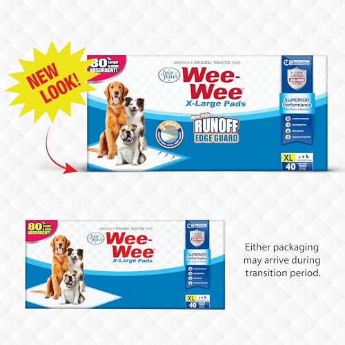 Wee Wee Superior Performance Extra Large Pee Pads for Dogs with Runoff Barrier Edge Guard Protection (40 Count)