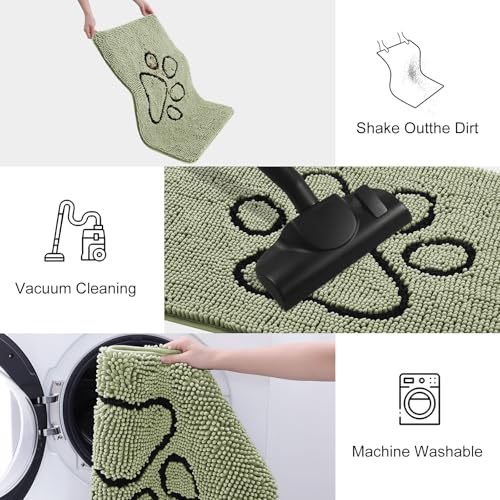 Dog Door Mat for Muddy Paws (30"X20" / Sage Green and Black)