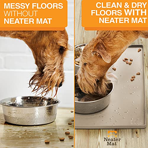 Neater Mat Pet Mats for Food and Water (32"L x 24"W / Cappuccino)