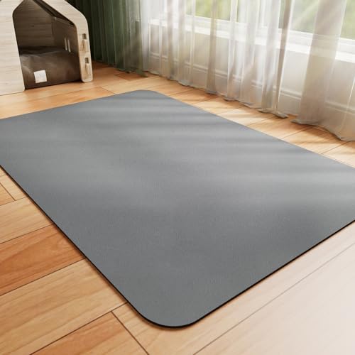 Dog Food Mat Absorbent Cat Mat for Food and Water (Dark Grey / 36"L x 24"W)