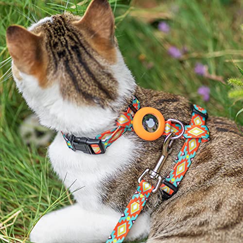 Cat Harness and Leash Escape Proof for Walking Travel Outdoor (Orange / Neck:7.6"-12" chest:10.6"-18")