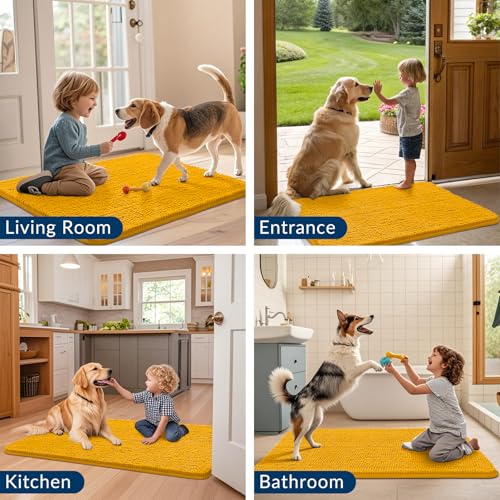 Dog Door Mat for Muddy Paws 30x17 (Golden Yellow / 30"X17")