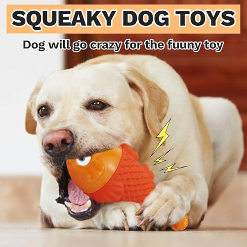 Indestructible Dog Toys for Aggressive Chewers (Orange Nylonfish / Medium)