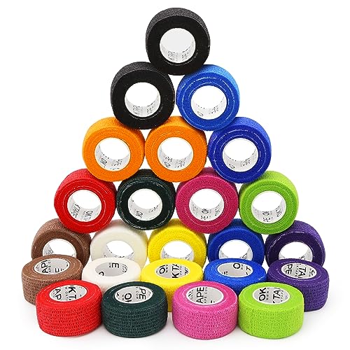 Self Adherent Cohesive Bandages Wrap 24Packs 1" x 5 Yards (Mix Color 01 / 1 In x 5 Yards)