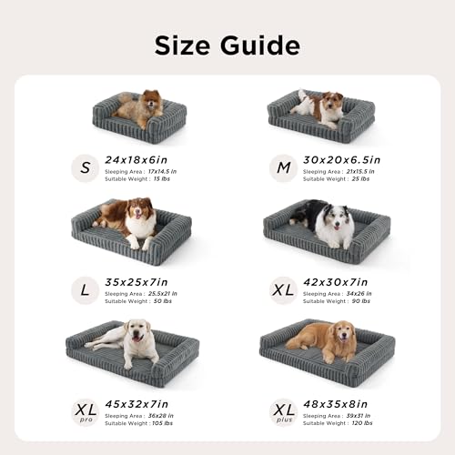 ComfyFleece® Memory Foam Orthopedic XL Plus Dog Bed 45" (Cream / 45.0"l X 32.0"w X 7"th)