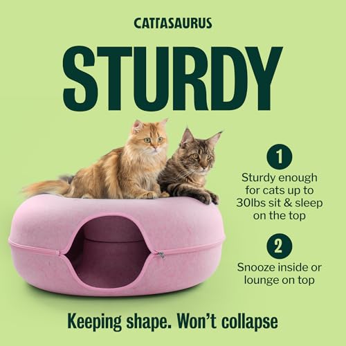Peekaboo Cat Cave Donut for Multiple & Large Cats up to 30 (Pink / Jumbo)