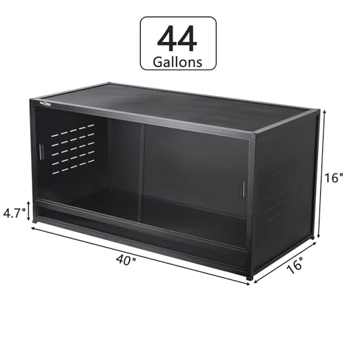Stackable PVC Reptile Enclosures 44 Gallon ToxiRium Large Reptile 40''x16''x16 Space efficient Tank for Bearded Dragon Lizard Snake (Two 40x16x16''-44 Gallon with Kit)