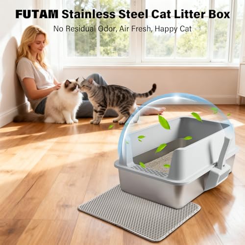 2PACK Stainless Steel Litter Box (2Pack-XL:23"x14.6"x10")